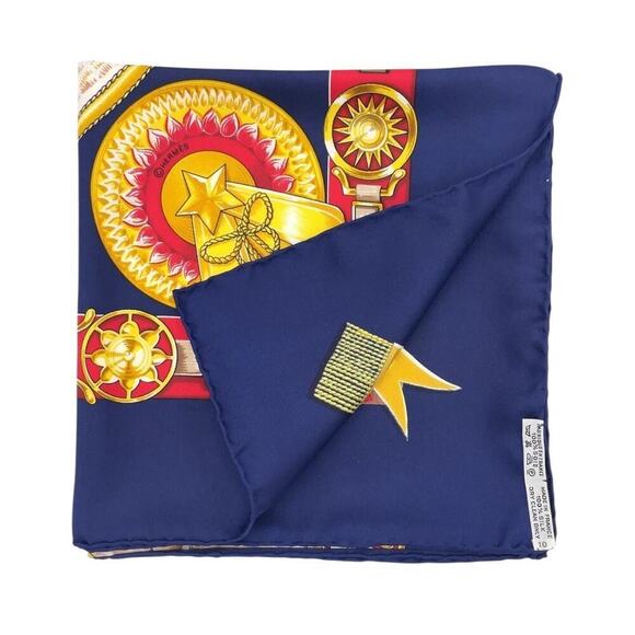 Hermes Carré 90 CHEVAUX DE TRAIT Navy x Multicolor Silk Scarf New W/Box - Picture 8 of 16